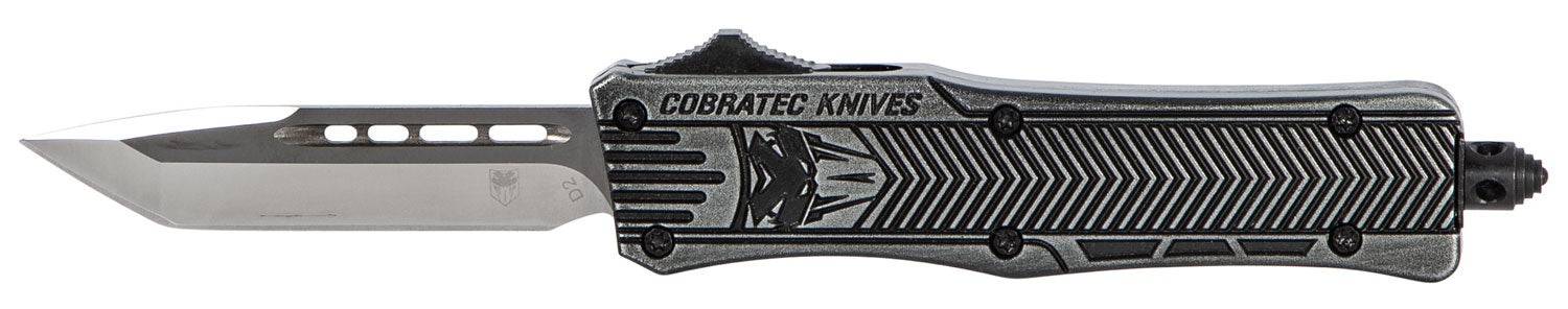 CobraTec CTK-1 Small SSWCTK1STNS 2.75" OTF Tanto Plain D2 Steel Blade Black Stonewashed Aluminum Handle Glass Breaker