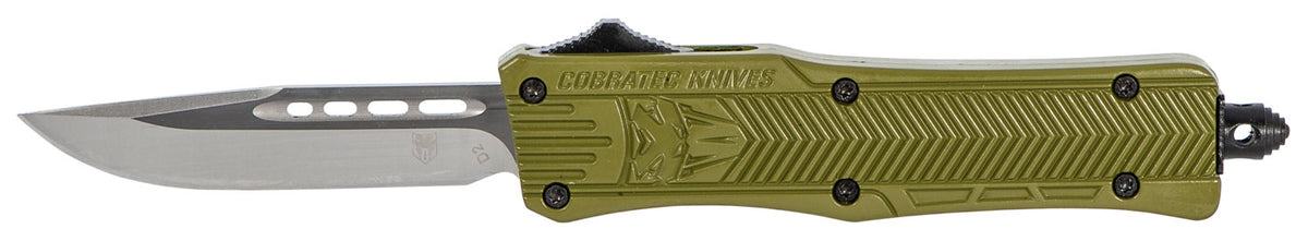 CobraTec CTK-1 Small SODCTK1SDNS 2.75" OTF Drop Point Plain D2 Steel Blade OD Green Aluminum Handle Glass Breaker