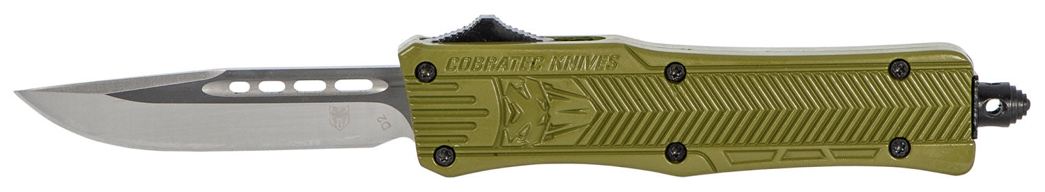 CobraTec CTK-1 Small SODCTK1SDNS 2.75" OTF Drop Point Plain D2 Steel Blade OD Green Aluminum Handle Glass Breaker