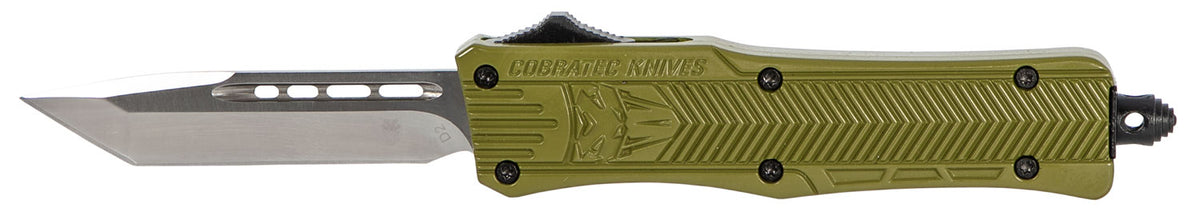 CobraTec CTK-1 Small SODCTK1STNS 2.75" OTF Tanto Plain D2 Steel Blade OD Green Aluminum Handle Glass Breaker