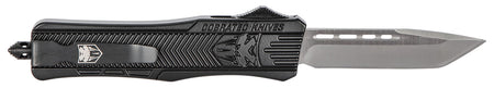 CobraTec CTK-1 Medium OTF Tanto Plain D2 Steel Blade Black Aluminum Handle with Glass Breaker and Pocket Clip