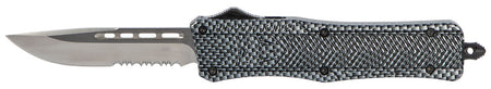CobraTec CTK-1 Medium OTF Drop Point Part Serrated D2 Blade Carbon Fiber Handle Glass Breaker Pocket Clip