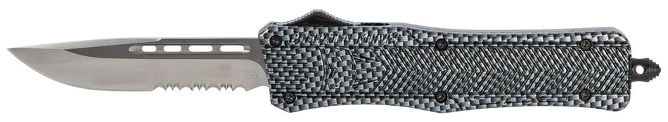 CobraTec CTK-1 Medium OTF Drop Point Part Serrated D2 Blade Carbon Fiber Handle Glass Breaker Pocket Clip