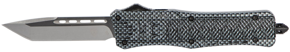 CobraTec CTK-1 Medium OTF Tanto Plain D2 Steel Blade Carbon Fiber Aluminum Handle with Glass Breaker Pocket Clip