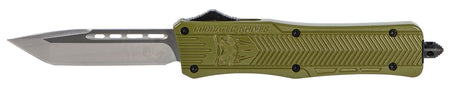 CobraTec CTK-1 Medium OTF Tanto Plain D2 Steel Blade OD Green Aluminum Handle with Glass Breaker Pocket Clip