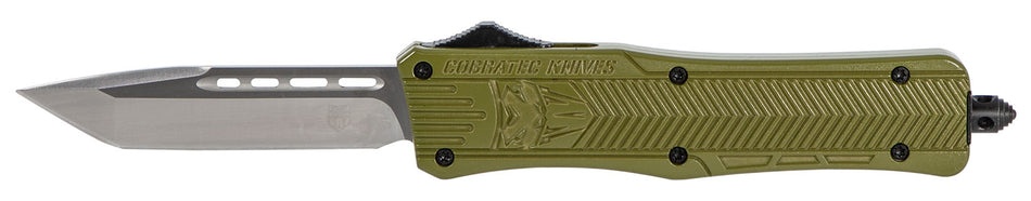CobraTec CTK-1 Medium OTF Tanto Plain D2 Steel Blade OD Green Aluminum Handle with Glass Breaker Pocket Clip