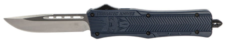 CobraTec CTK-1 Medium OTF Drop Point Plain D2 Blade NYPD Blue Aluminum Handle with Glass Breaker Pocket Clip