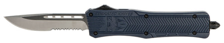 CobraTec CTK-1 Medium OTF Drop Point Part Serrated D2 Blade NYPD Blue Aluminum Handle Glass Breaker Pocket Clip