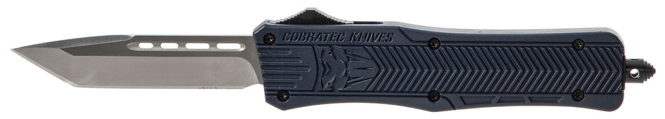 CobraTec CTK-1 Medium OTF Tanto Plain D2 Steel Blade NYPD Blue Aluminum Handle with Glass Breaker Pocket Clip