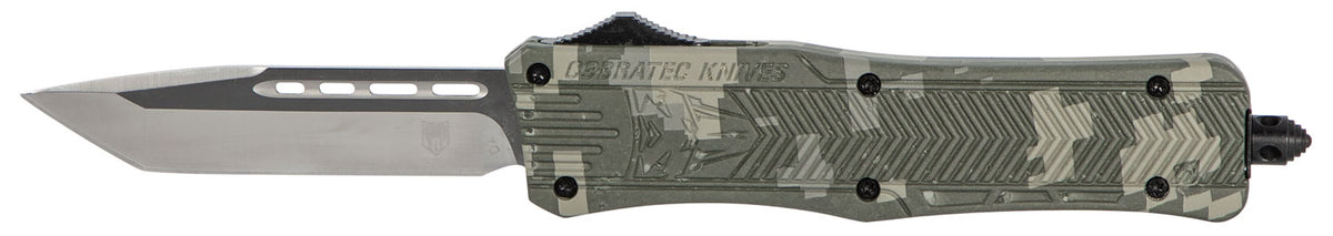 CobraTec CTK-1 Medium OTF Tanto Plain D2 Steel Blade Army DigiCamo Aluminum Handle with Glass Breaker Pocket Clip