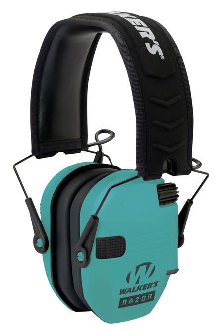 Walker's Razor Slim Electronic Hearing Muff 23 dB Over-the-Head Black/Teal Polymer