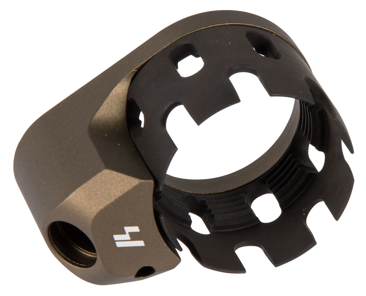 Strike Industries AR Enhanced Castle Nut and Extended End Plate Flat Dark Earth Anodized Steel with QD Mount