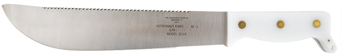 Case 12019 Astronaut M-1 Commemorative 11.75" Fixed Blade Machete with High Carbon Steel Blade and Smooth White Synthetic Handle