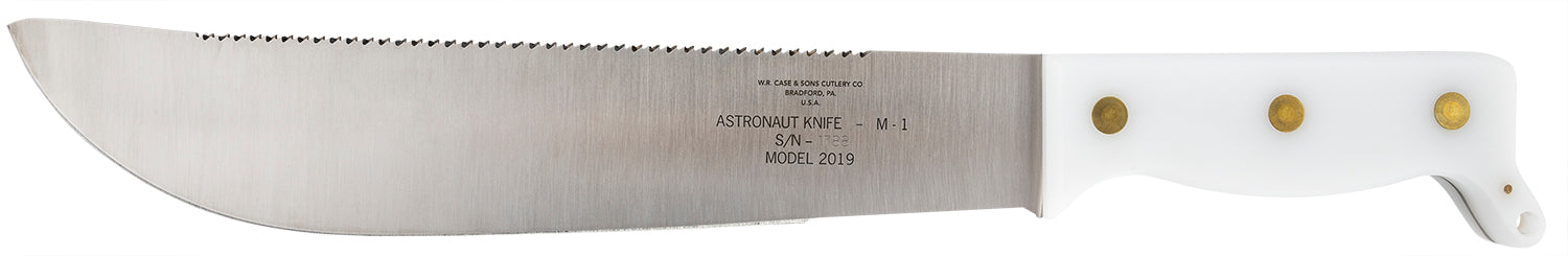 Case 12019 Astronaut M-1 Commemorative 11.75" Fixed Blade Machete with High Carbon Steel Blade and Smooth White Synthetic Handle