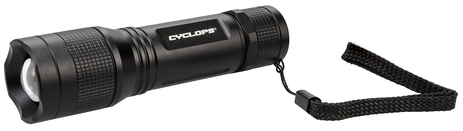 Cyclops CYCTF350 TF-350 Tactical Flashlight 350 Lumens White Cree LED Black Anodized Spot to Flood Beam