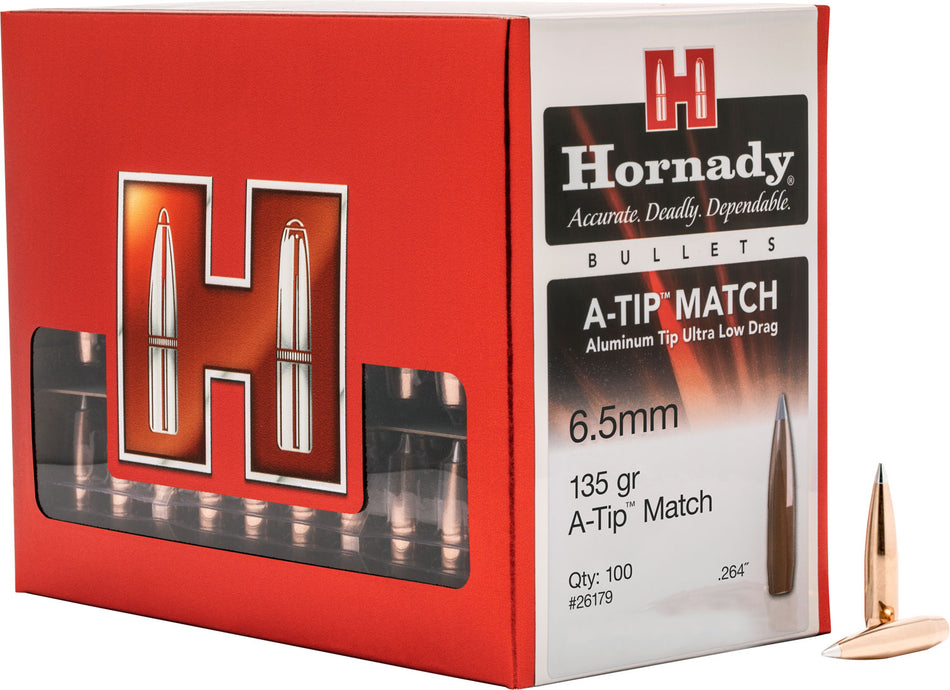 Hornady 6.5 Creedmoor .264 135 gr A-Tip Match Aluminum Tip Bullets 100/Box