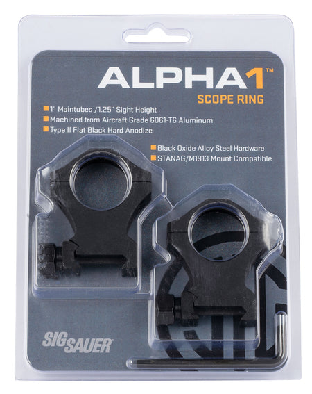 Sig Sauer Electro-Optics SOA10022 Alpha 1 1-Inch Extra High Matte Black Scope Rings 0 MOA