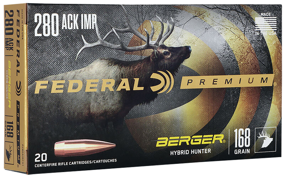 Federal Premium .280 Ackley 168 gr BTHP ammo