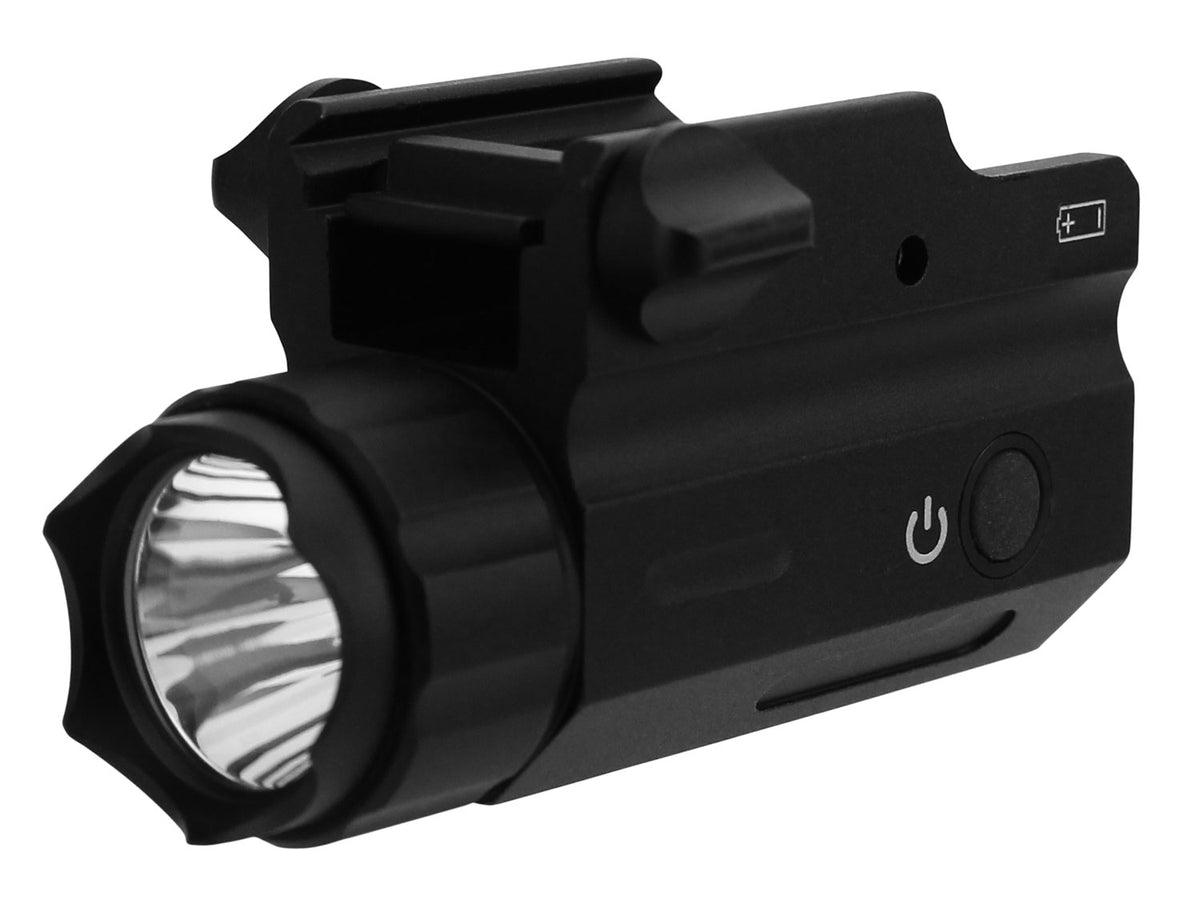 TacFire FLP360C Compact Pistol Rail Flashlight 360 Lumens Black White CREE LED