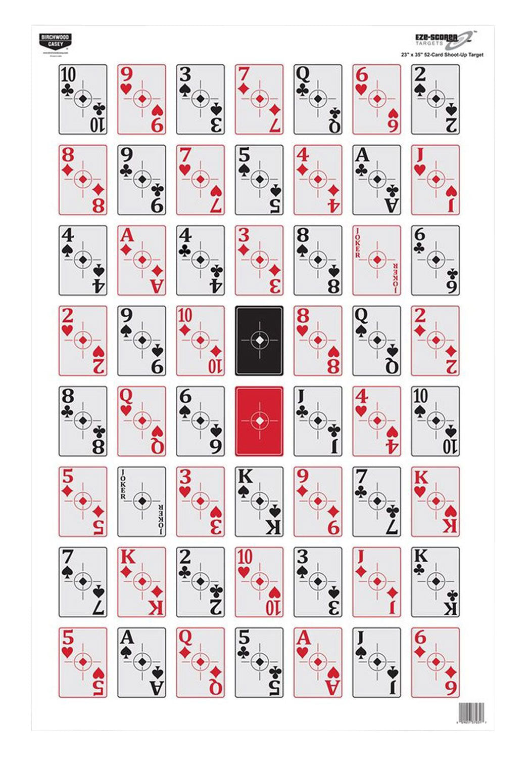 Birchwood Casey 37028 EZE-Scorer Playing Cards Paper Hanging Shooting Target 23"x35" Black/Red 100 Per Pkg