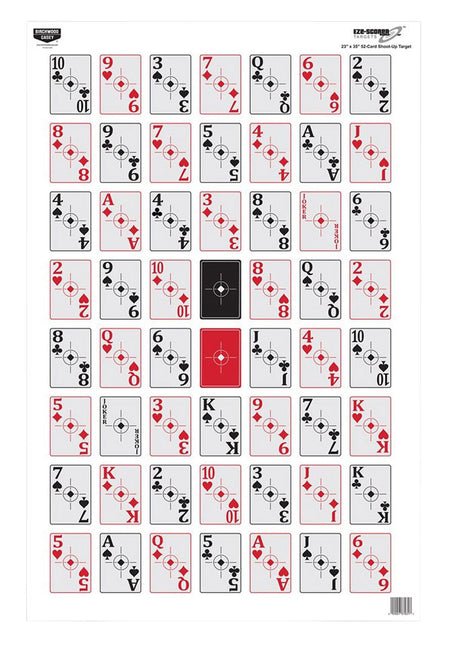 Birchwood Casey 37028 EZE-Scorer Playing Cards Paper Hanging Shooting Target 23"x35" Black/Red 100 Per Pkg