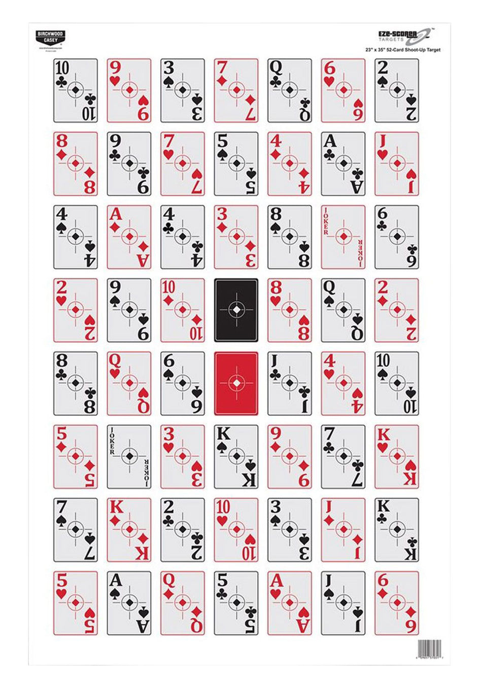 Birchwood Casey 37028 EZE-Scorer Playing Cards Paper Hanging Shooting Target 23"x35" Black/Red 100 Per Pkg