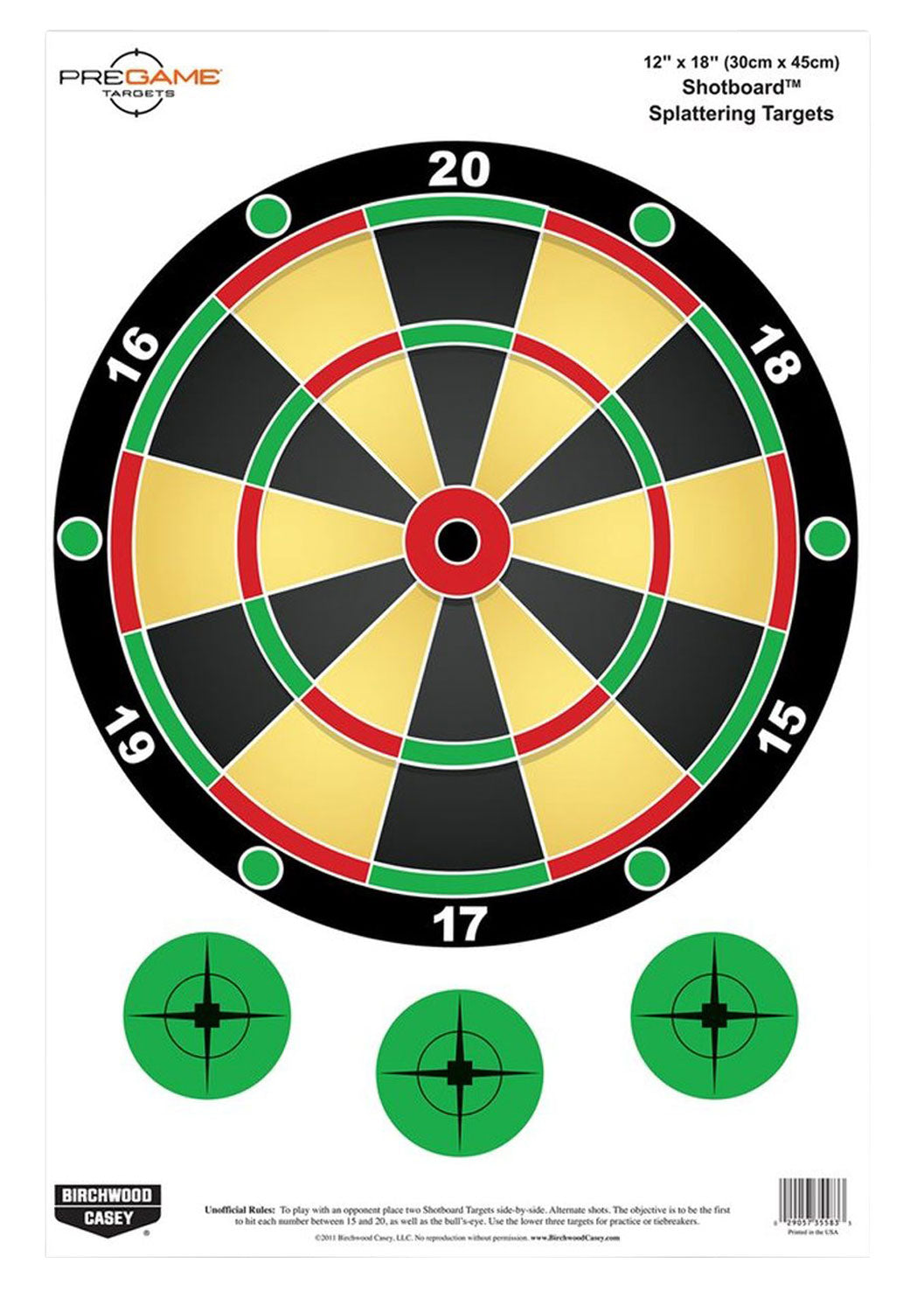 Birchwood Casey 35583 Pregame Shotboard Paper Hanging Target 12"x18" Universal Multi-Color 100 Per Pkg