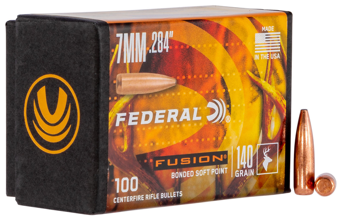 Federal FB284F1 7mm .284 140gr Fusion Bonded Soft Point Reloading Bullets