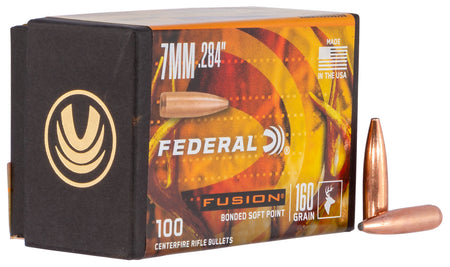 Federal FB284F3 7mm .284 160gr Fusion Bonded Soft Point Reloading Bullets