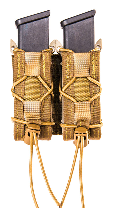 High Speed Gear TACO Double Pistol Mag Pouch Coyote Brown Nylon ABM Belt Mount