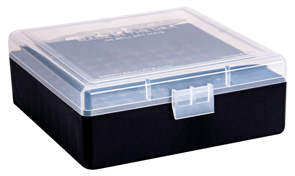 Berry's 15382 Ammo Box for 38 Special/357 Mag Clear/Black Plastic 100-Round