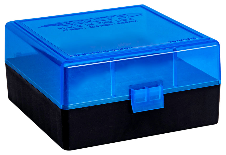 Berry's 86410 Ammo Box 223 Rem/5.56 NATO Blue/Black Polypropylene 100-Round