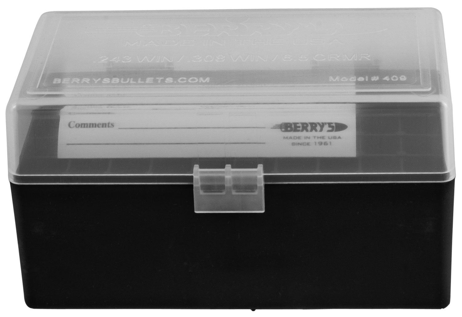 Berry's 79314 Ammo Box 243/308 Win Clear/Black Polypropylene 50-Round