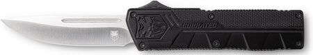 CobraTec Lightweight OTF Drop Point Plain D2 Steel Blade Black Aluminum Handle with Pocket Clip and Nylon Sheath