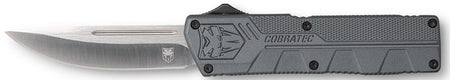 CobraTec Knives Lightweight 3.25" OTF Drop Point D2 Steel Blade Gray Aluminum Handle with Pocket Clip