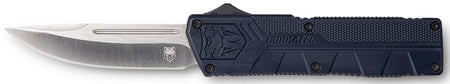 CobraTec Knives Lightweight 3.25" OTF Drop Point D2 Steel Blade NYPD Blue Aluminum Handle with Pocket Clip
