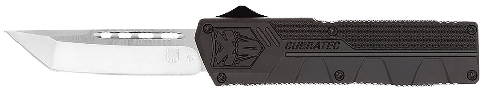 CobraTec Knives Lightweight 3.25" OTF Tanto Plain D2 Steel Blade Black Aluminum Handle with Pocket Clip