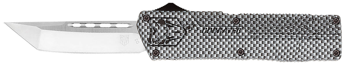 CobraTec Knives Lightweight 3.25" OTF Tanto Plain D2 Steel Blade Carbon Fiber Aluminum Handle with Pocket Clip