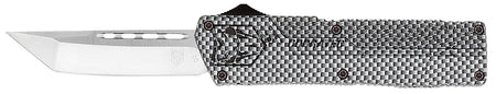 CobraTec Knives Lightweight 3.25" OTF Tanto Plain D2 Steel Blade Carbon Fiber Aluminum Handle with Pocket Clip