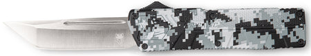 CobraTec Knives Lightweight 3.25" OTF Tanto Plain D2 Steel Blade Winter Digi Camo Aluminum Handle with Pocket Clip