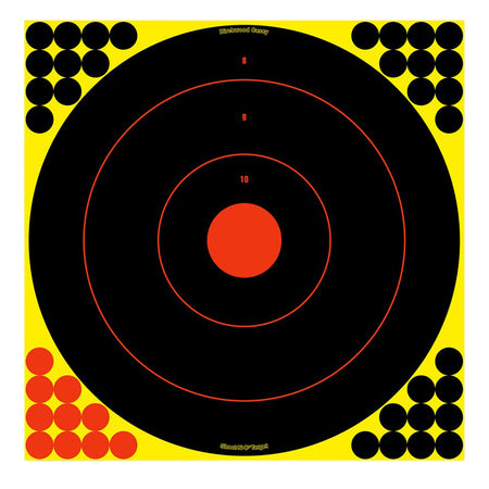 Birchwood Casey 34186 Shoot-N-C Reactive Self-Adhesive 12" Bullseye Paper Target Black/Yellow/Red 12 Pack