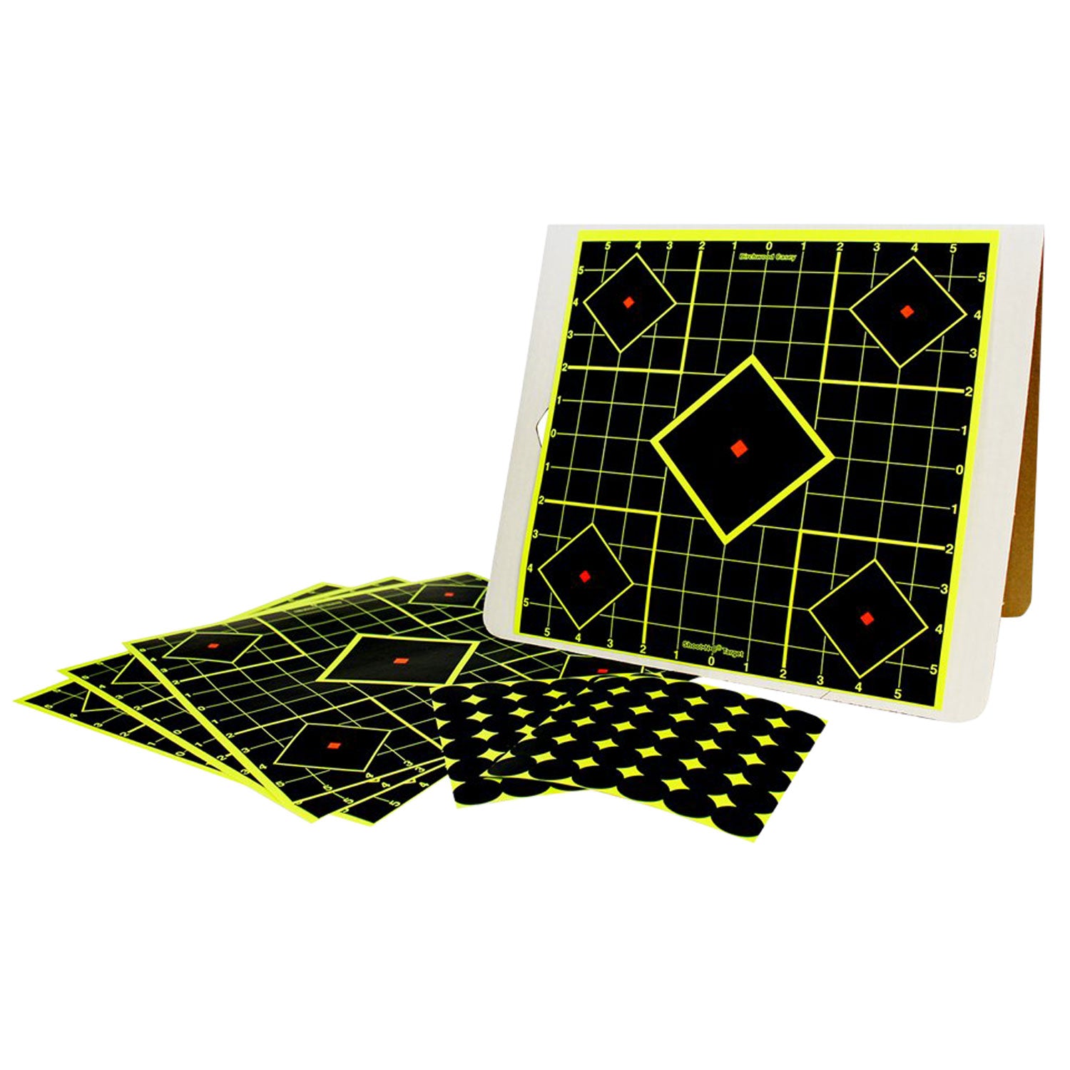 Birchwood Casey 34202 Shoot-N-C Reactive Target Kit Self-Adhesive 12"x12" 5-Diamond Paper Black/Yellow 4 Pack