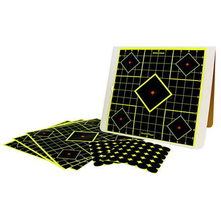 Birchwood Casey 34202 Shoot-N-C Reactive Target Kit Self-Adhesive 12"x12" 5-Diamond Paper Black/Yellow 4 Pack