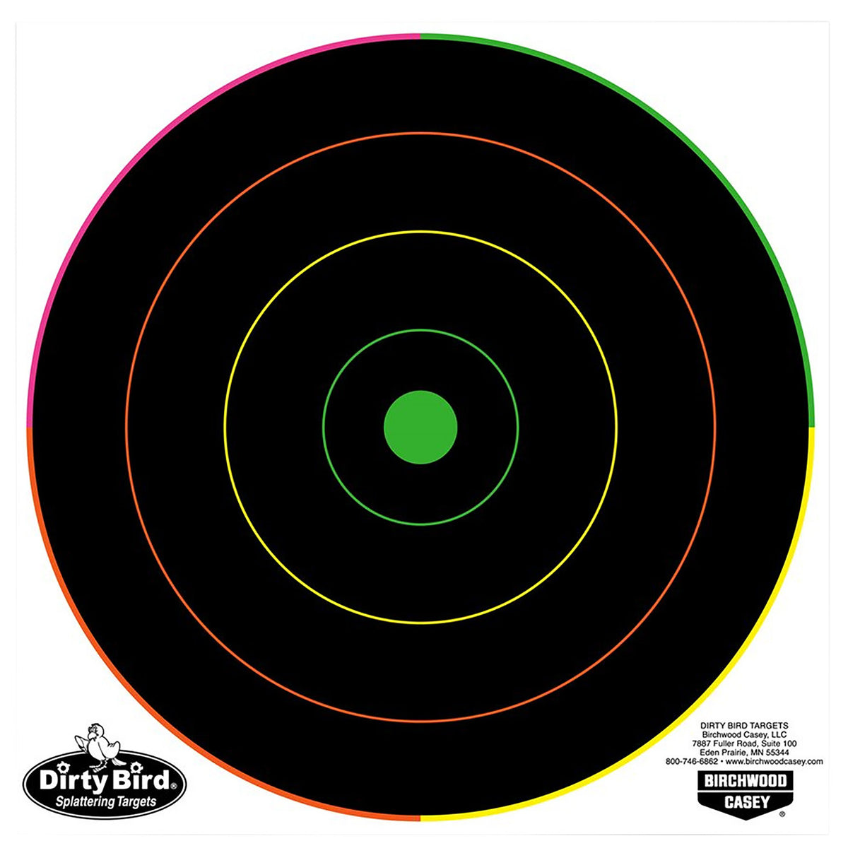 Birchwood Casey 35820 Dirty Bird 8" Bullseye Tagboard Hanging Target Pistol/Rifle Black/Green 20 Per Pkg