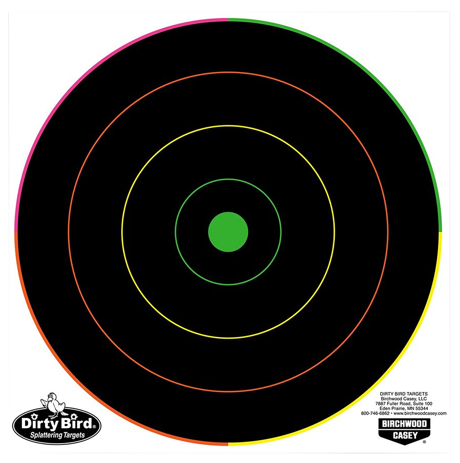 Birchwood Casey 35820 Dirty Bird 8" Bullseye Tagboard Hanging Target Pistol/Rifle Black/Green 20 Per Pkg