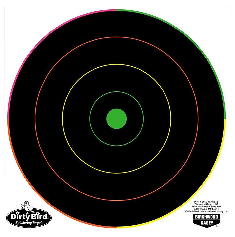 Birchwood Casey 35820 Dirty Bird 8" Bullseye Tagboard Hanging Target Pistol/Rifle Black/Green 20 Per Pkg
