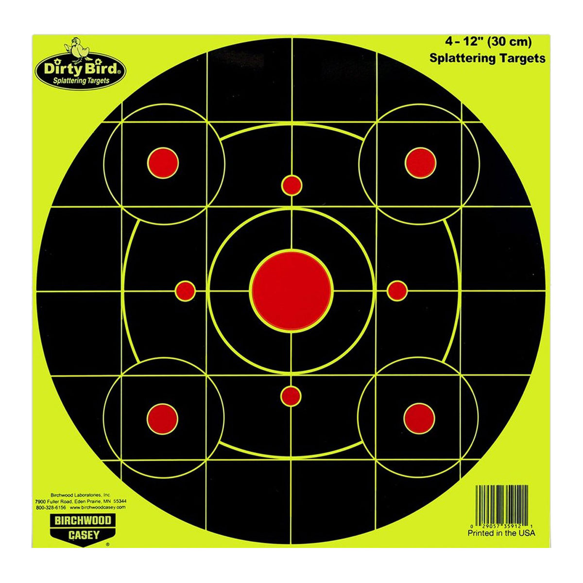 Birchwood Casey 35912 Dirty Bird Sight-In Circle Paper Hanging Target Pistol/Rifle 12" Black/Red 4 Per Pkg