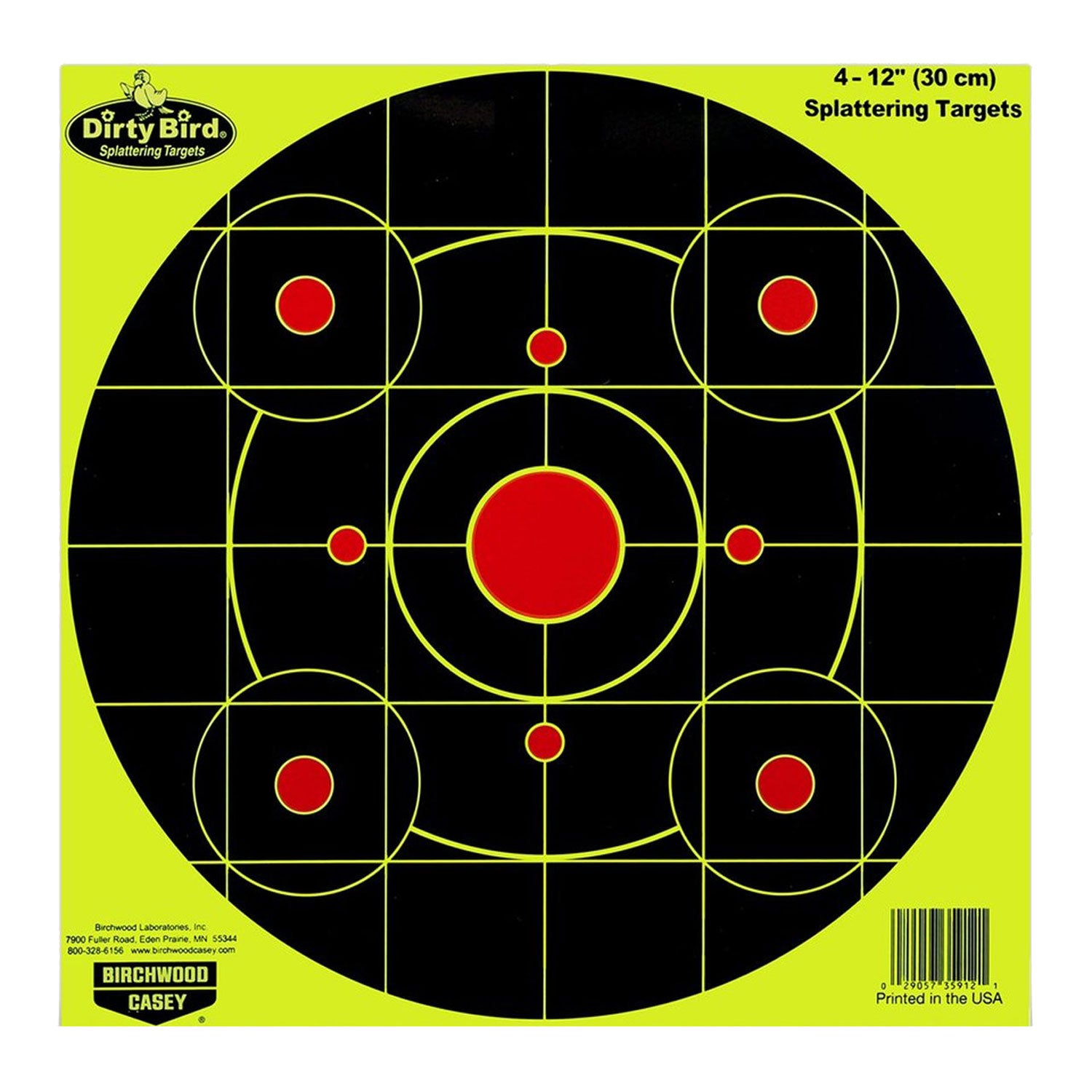 Birchwood Casey 35912 Dirty Bird Sight-In Circle Paper Hanging Target Pistol/Rifle 12" Black/Red 4 Per Pkg