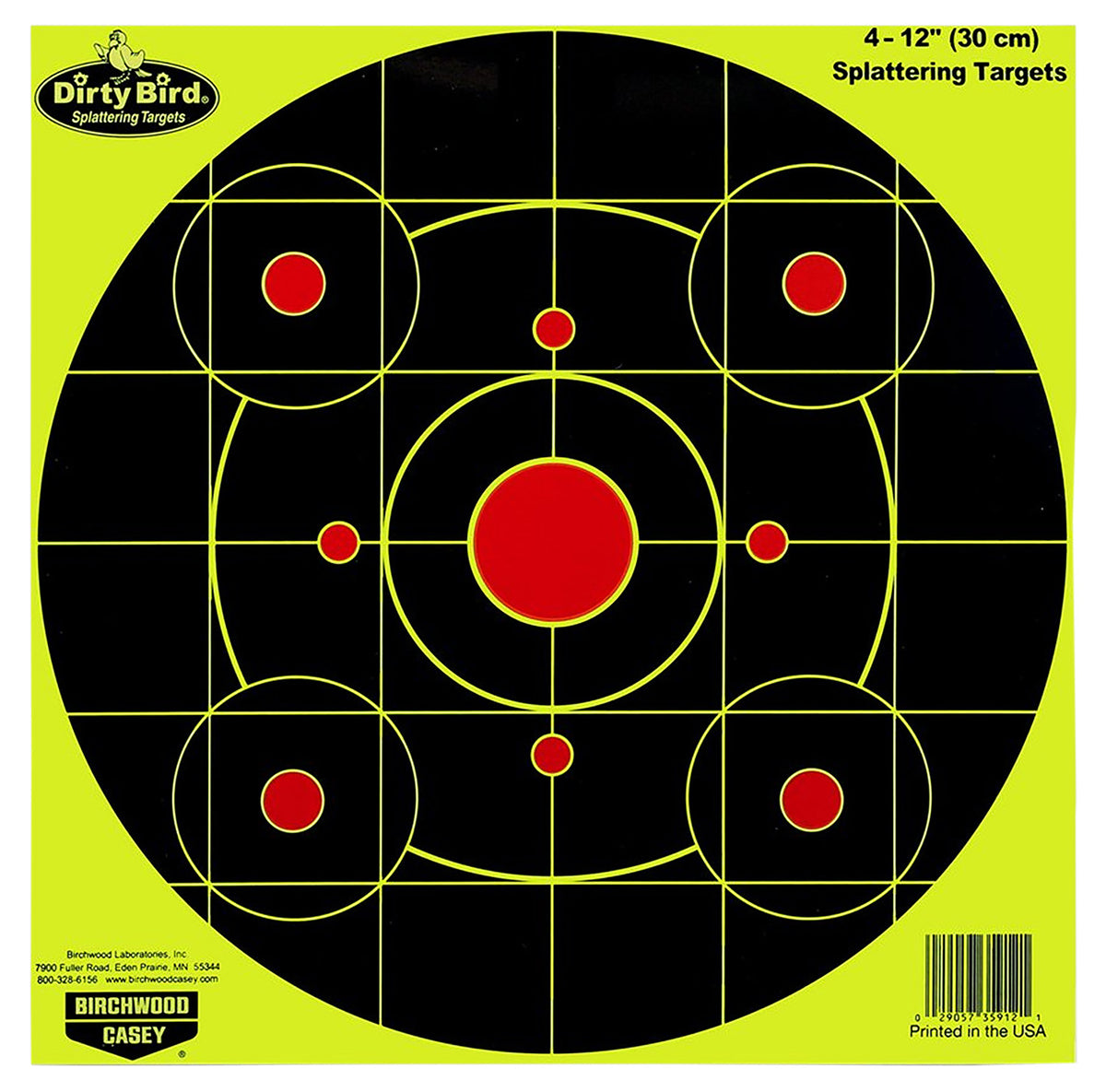Birchwood Casey 35925 Dirty Bird 12" Bullseye Paper Target Black/Yellow 25 Pack