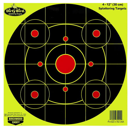 Birchwood Casey 35925 Dirty Bird 12" Bullseye Paper Target Black/Yellow 25 Pack